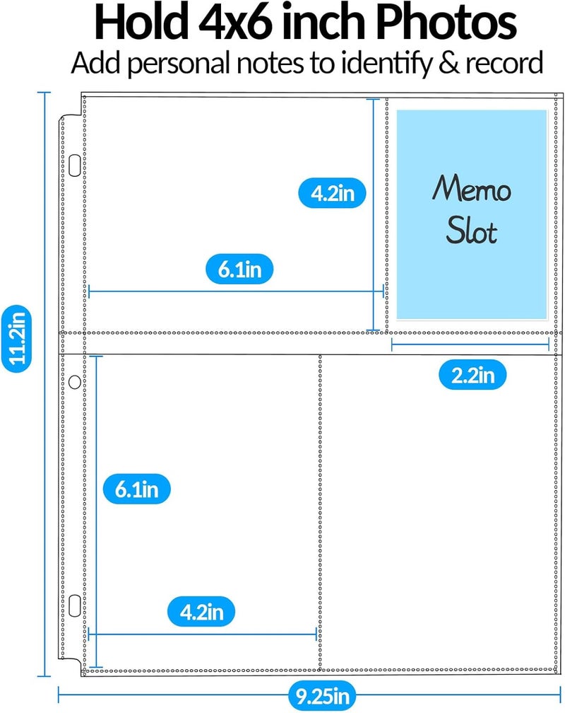 Fabmaker 60 Pack 4x6 Photo Sleeves for 3 Ring Binder - Clear Archival Photo Protector Sleeves, Acid Free Plastic, 8.5x11 - Image 3